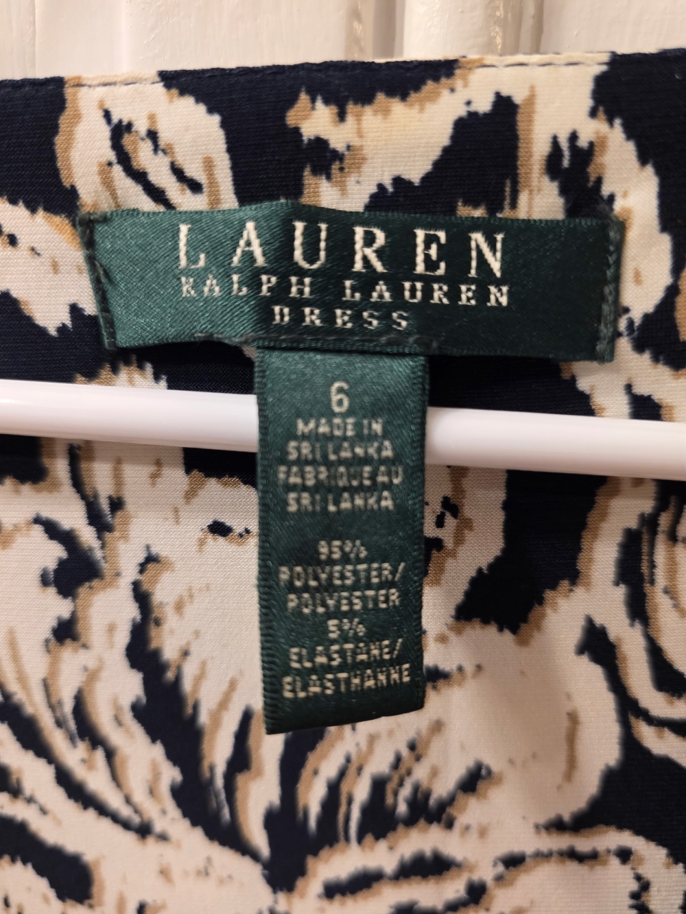 Lauren Ralph Lauren Women's Black & Cream Floral Ruched Jersey Dress ~ Size 6 - Picture 4 of 9
